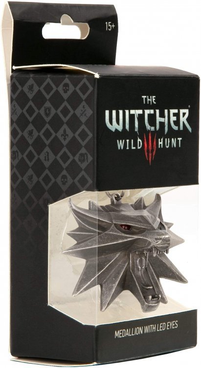 Медальон 3D Ведьмак Witcher Wild Hunt LED Medallion кулон Геральта с подсветкой глаз