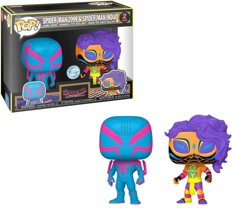 Фигурка Funko Marvel Spider-Man 2099 & Spider-Man India (Black Light) 2-Pack Человек Паук Фанко