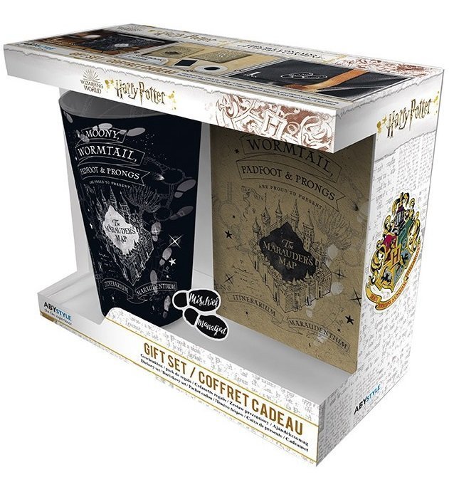 Подарунковий набір Гаррі Поттер Marauders map Склянка XXL, значок, кишеньковий блокнот